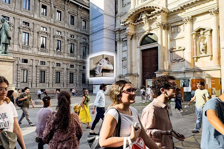 Immagine location spazio pubblicitario Acone Associati Milano piazza Cordusio - palazzo Broggi - Domination_1